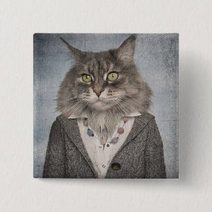 Chapa Cuadrada Gato en ropa