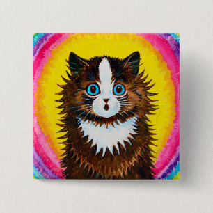 Chapa Cuadrada Gato en un arcoiris, Louis Wain