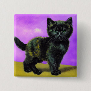 Chapa Cuadrada Gato estilo Van Gogh