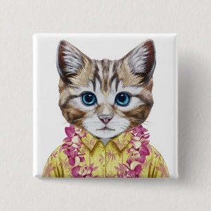 Chapa Cuadrada Gato hawaiano del gatito