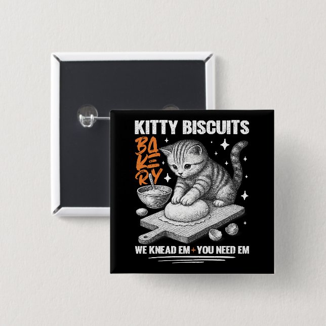 Chapa Cuadrada Gato Kneading Baker Kitty Biscuits Los Amamos (Anverso y reverso)