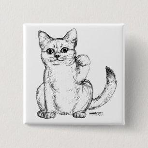 Chapa Cuadrada Gato Maneki Neko Atrayendo