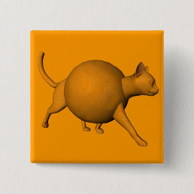 Chapa Cuadrada Gato Naranja gracioso (Anverso)