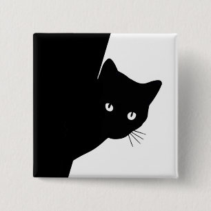 Chapa Cuadrada Gato negro astuto