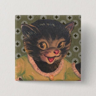 Chapa Cuadrada Gato negro de imágenes de animales vintage Kitty C