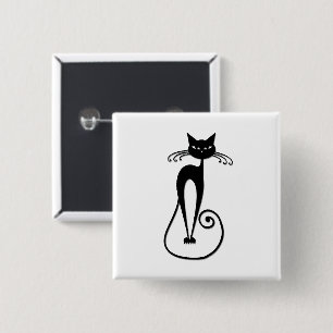 Chapa Cuadrada Gato negro flaco caprichoso