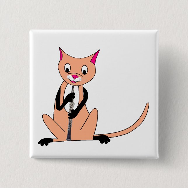 Chapa Cuadrada Gato que juega el Oboe (Anverso)