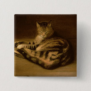 Chapa Cuadrada Gato reclinado, 1898