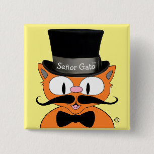 Chapa Cuadrada Gato Señor™ Bigote Dibujado Gato