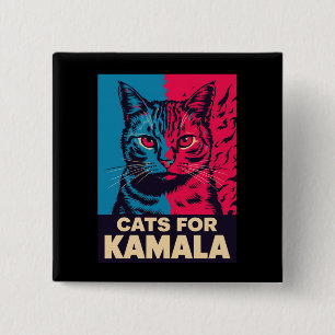 Chapa Cuadrada Gato sin hijos votando Kamala Harris 2024