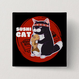 Chapa Cuadrada Gato Sushi, Gato Chonky Samurai