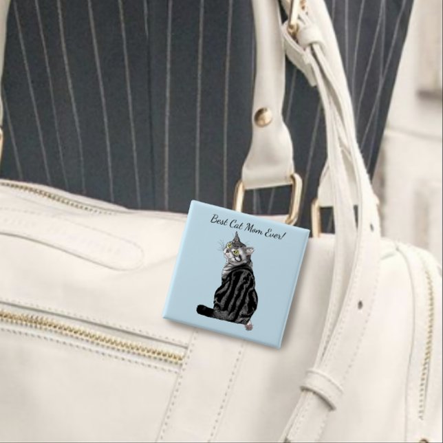 Chapa Cuadrada Gato Tabby del Día de la Madre (Subido por el creador)