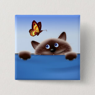 Chapa Cuadrada Gato y mariposa