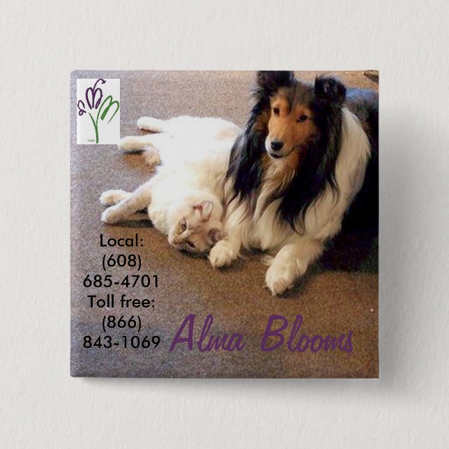 Chapa Cuadrada Gato y perro (Anverso)