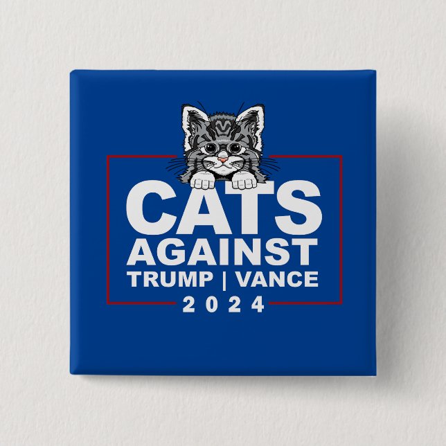 Chapa Cuadrada Gatos contra Trump Vance (Anverso)