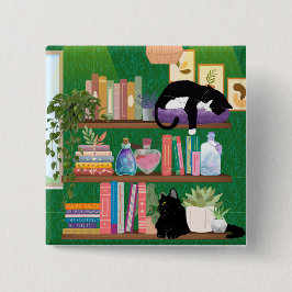 Chapa Cuadrada Gatos de librería