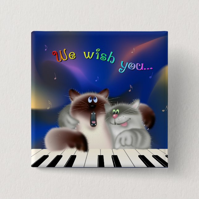 Chapa Cuadrada Gatos de piano (Anverso)