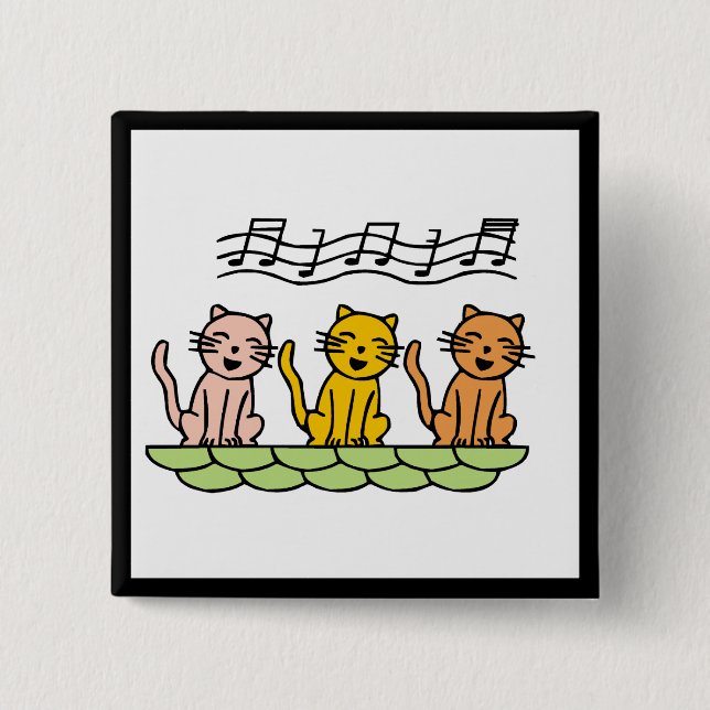 Chapa Cuadrada Gatos del canto camisetas y regalos (Anverso)