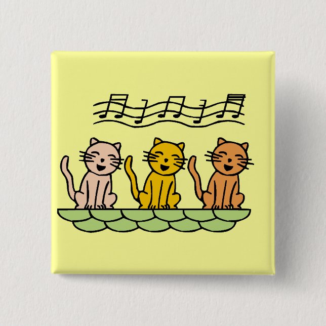 Chapa Cuadrada Gatos del canto camisetas y regalos (Anverso)