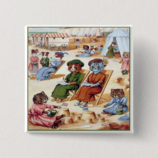 Chapa Cuadrada Gatos en la playa por Louis Wain
