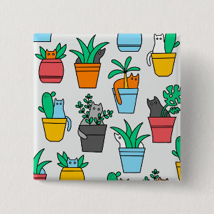 Chapa Cuadrada Gatos en macetas de flores