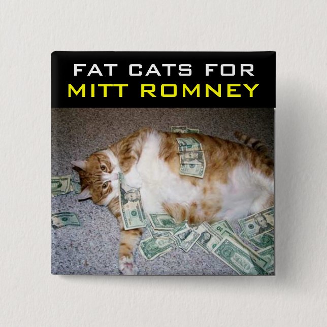 Chapa Cuadrada Gatos gordos para Mitt Romney (Anverso)