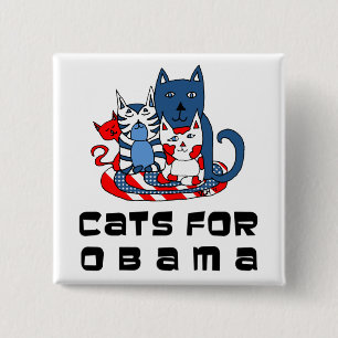 Chapa Cuadrada Gatos para Obama