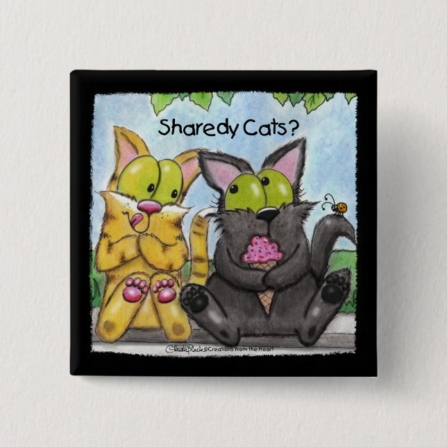 Chapa Cuadrada Gatos Sharedy - Silly y Tig (Anverso)