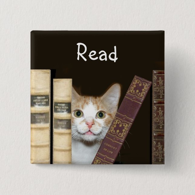 Chapa Cuadrada Gatos y libros (Anverso)