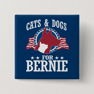 CHAPA CUADRADA GATOS Y PERROS DE BERNIE SANDERS