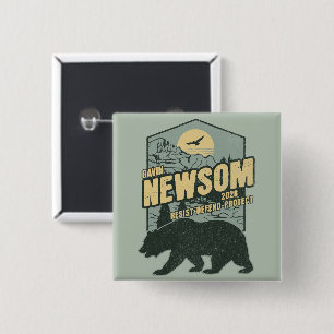 Chapa Cuadrada Gavin Newsom 2028 Resistir Proteger Defender