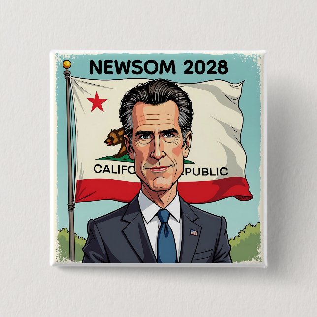Chapa Cuadrada Gavin Newsom para el presidente 2028 (Anverso)