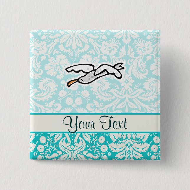 Chapa Cuadrada Gaviota linda del dibujo animado (Anverso)