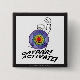 Chapa Cuadrada ¡Gaydar! ¡Active! Lesbiana del arco iris
