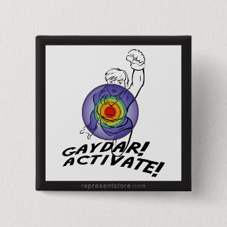 Chapa Cuadrada ¡Gaydar! ¡Active! Lesbiana del arco iris