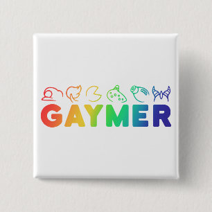 Chapa Cuadrada Gaymer Orgullo Gay divertido arcoiris Ombre