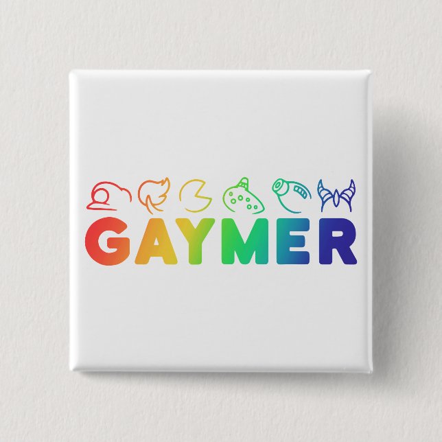Chapa Cuadrada Gaymer | Orgullo Gay divertido arcoiris Ombre (Anverso)