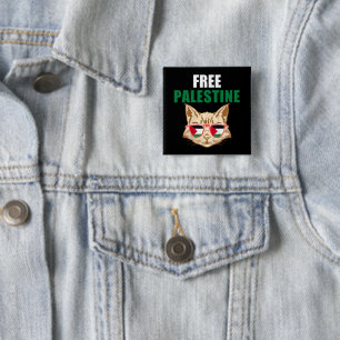 Chapa Cuadrada Gaza, bandera palestina de gato de Guay libre en P