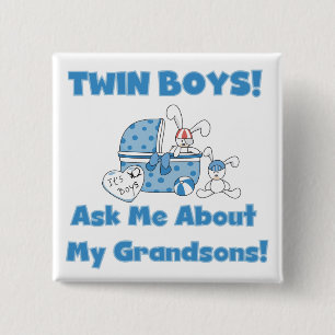 Chapa Cuadrada Gemelos-pregunta por mis nietos camisetas y regalo