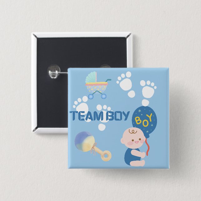 Chapa Cuadrada Gender Reveal Badge (Anverso y reverso)