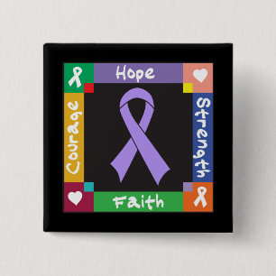 Chapa Cuadrada General Cancer Hope Strength Faith