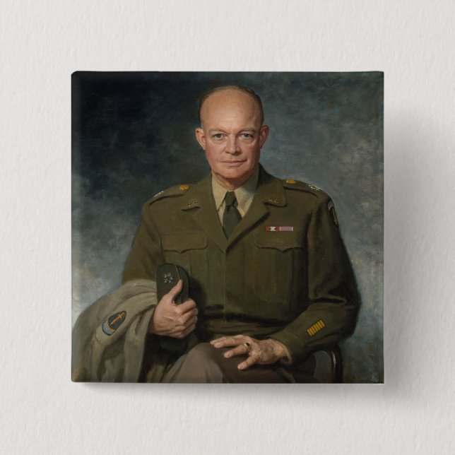 Chapa Cuadrada General Dwight Eisenhower Retrato pintado de 5 est (Anverso)