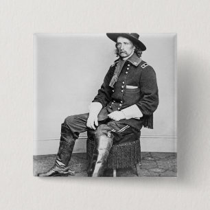 Chapa Cuadrada General George A. Custer (foto de b/w)