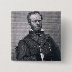 Chapa Cuadrada General Guillermo TECUMSEH Sherman, grabado