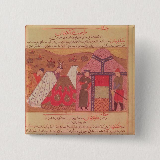 Chapa Cuadrada Genghis Khan fuera de su tienda (Anverso)