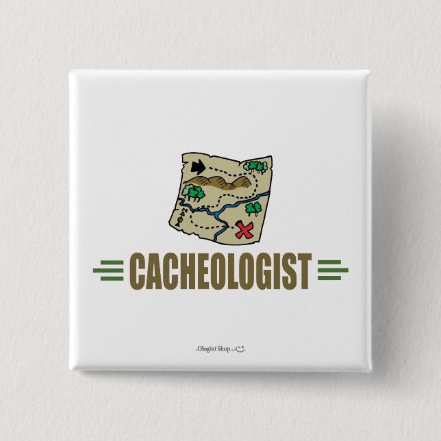 Chapa Cuadrada Geocaching humorístico (Anverso)