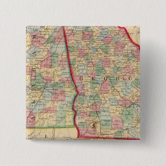 Chapa Cuadrada Georgia, Mapa de Alabama por Mitchell (Anverso)