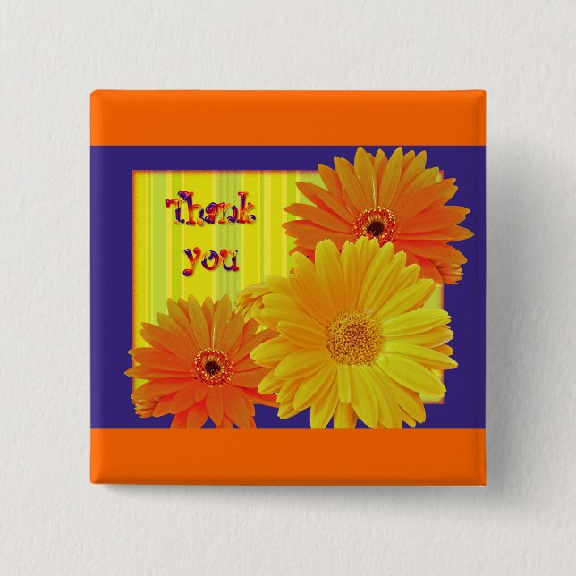 Chapa Cuadrada Gerbera Daisy (Gerbera hybrida) - Amarillo (Anverso)