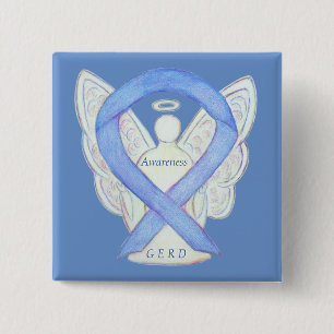 Chapa Cuadrada GERD Awareness Periwinkle Ribbon Angel Personaliza