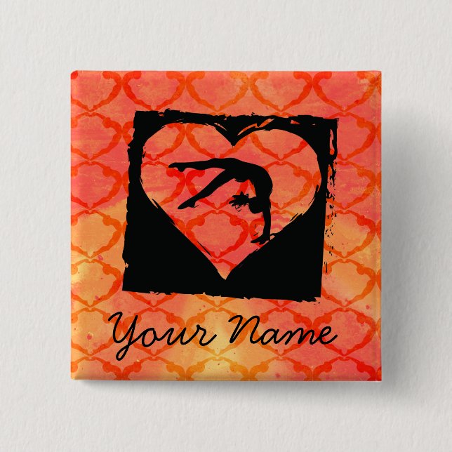 Chapa Cuadrada Gimnasia de encargo personalizada de la danza (Anverso)